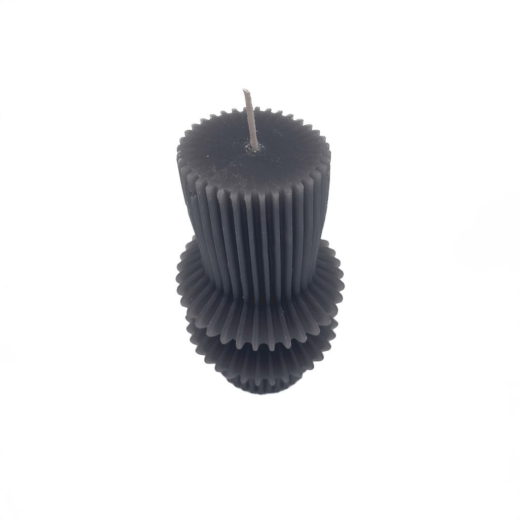 Vela cilindro ondas negro 11cm