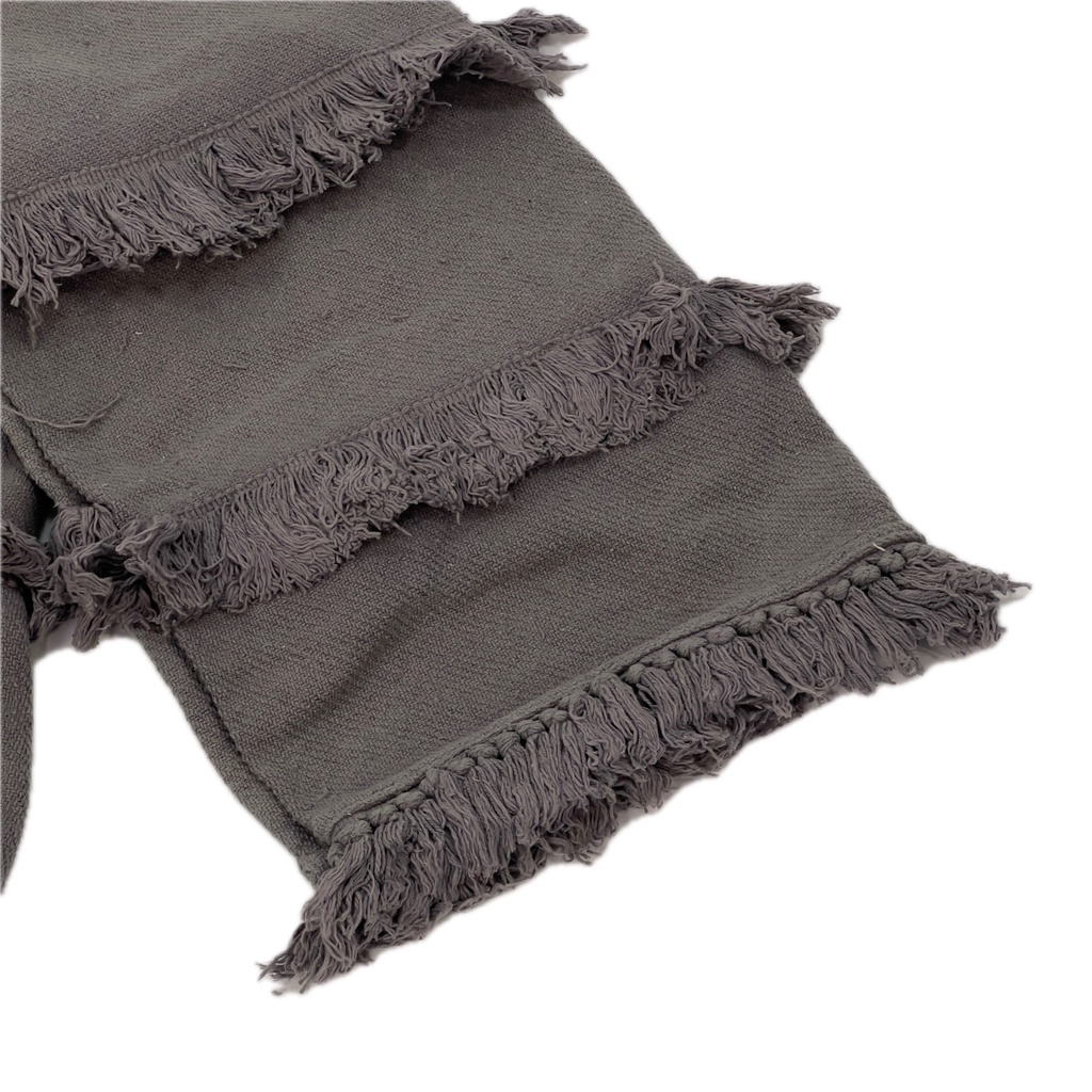 Manta algodón gris con flecos 130x170cm