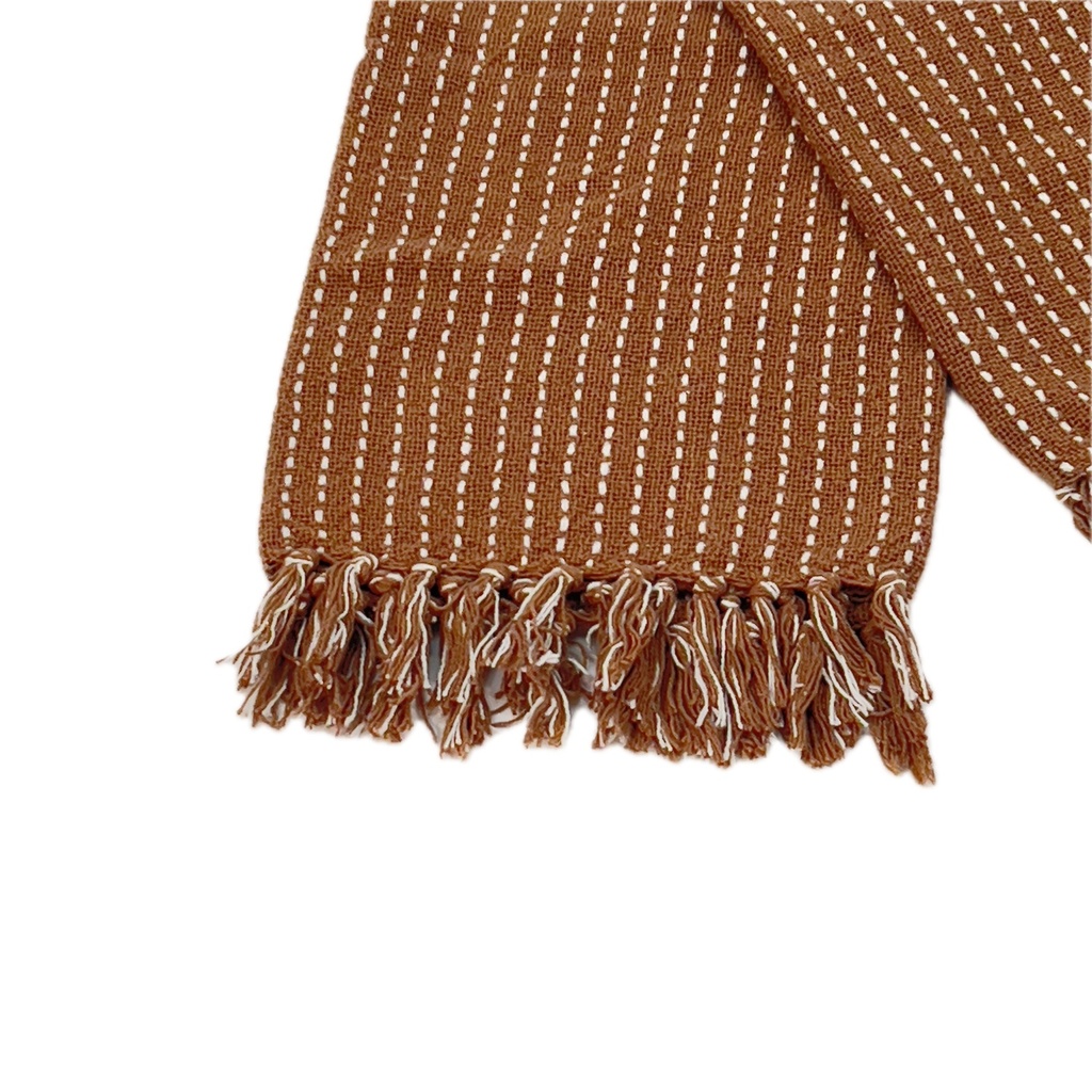 Manta algodón blanco beige 125x150cm