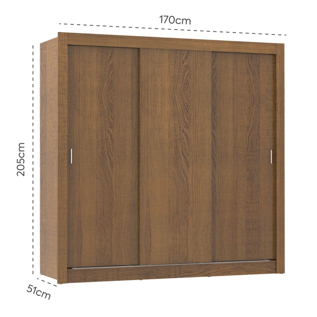 Closet Lyon 3 puertas 2 cajones rustic
