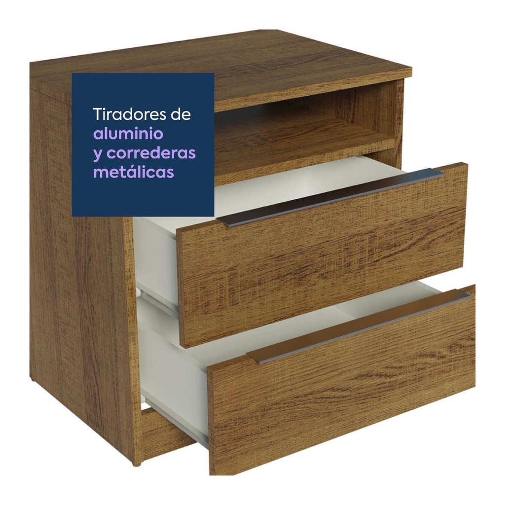 Velador Varese 2 cajones rustic
