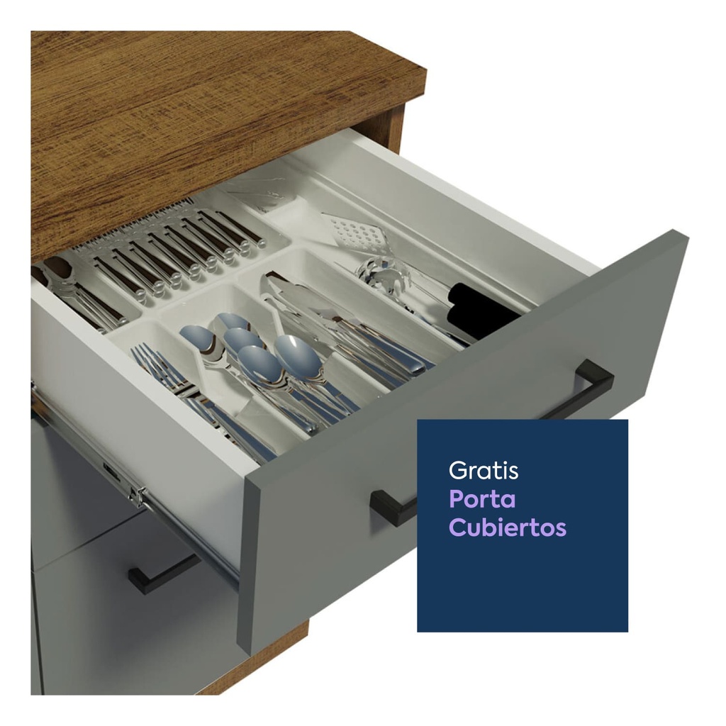 Base cocina Agata gris 3 cajones 40cm