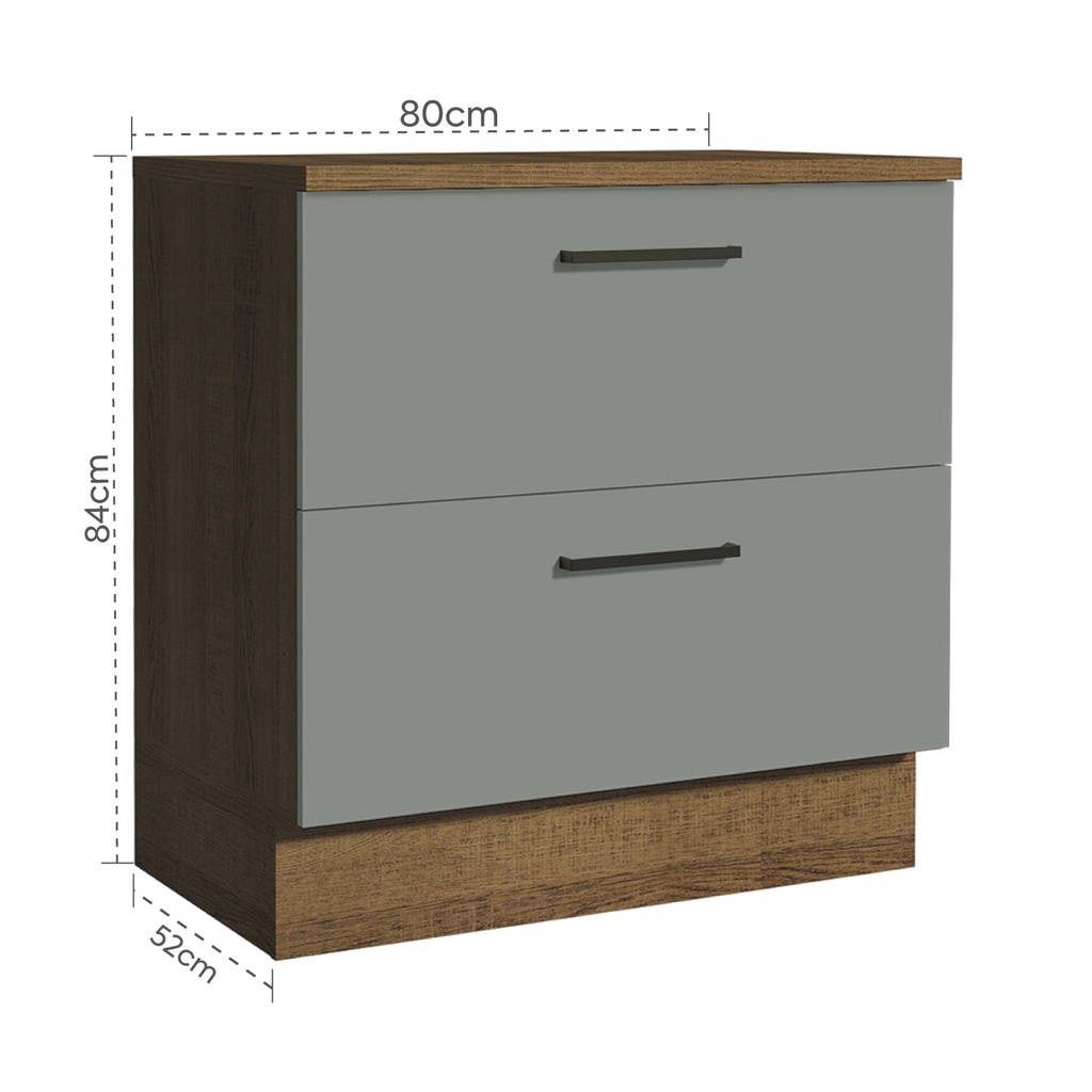 Base cocina Agata gris 2 cajones 80cm