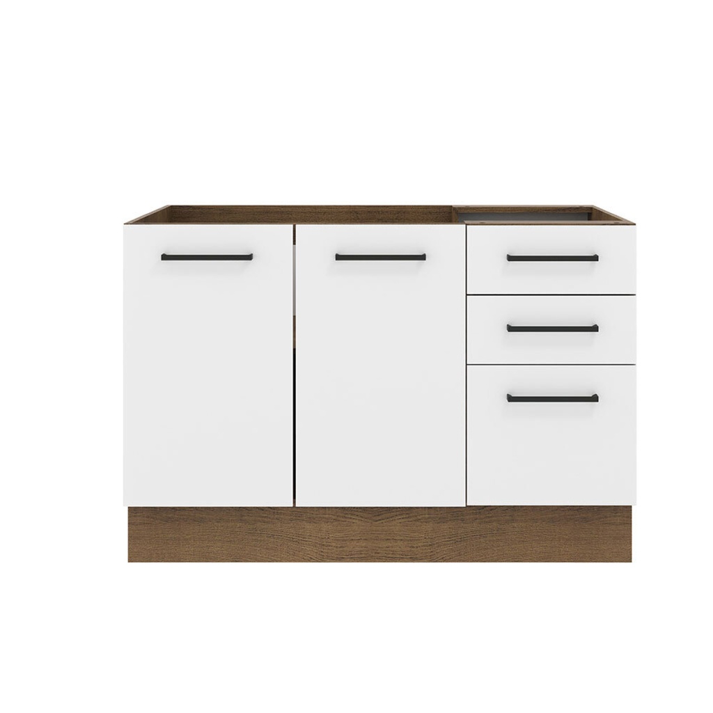 Base cocina Agata blanco 2 puertas 3 cajones 120cm