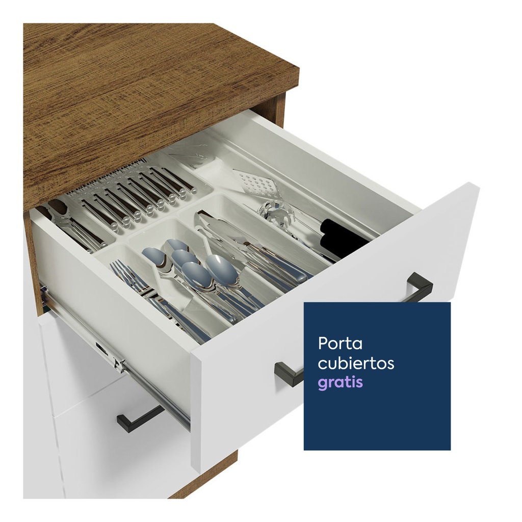 Base cocina Agata blanco 2 puertas 3 cajones 120cm