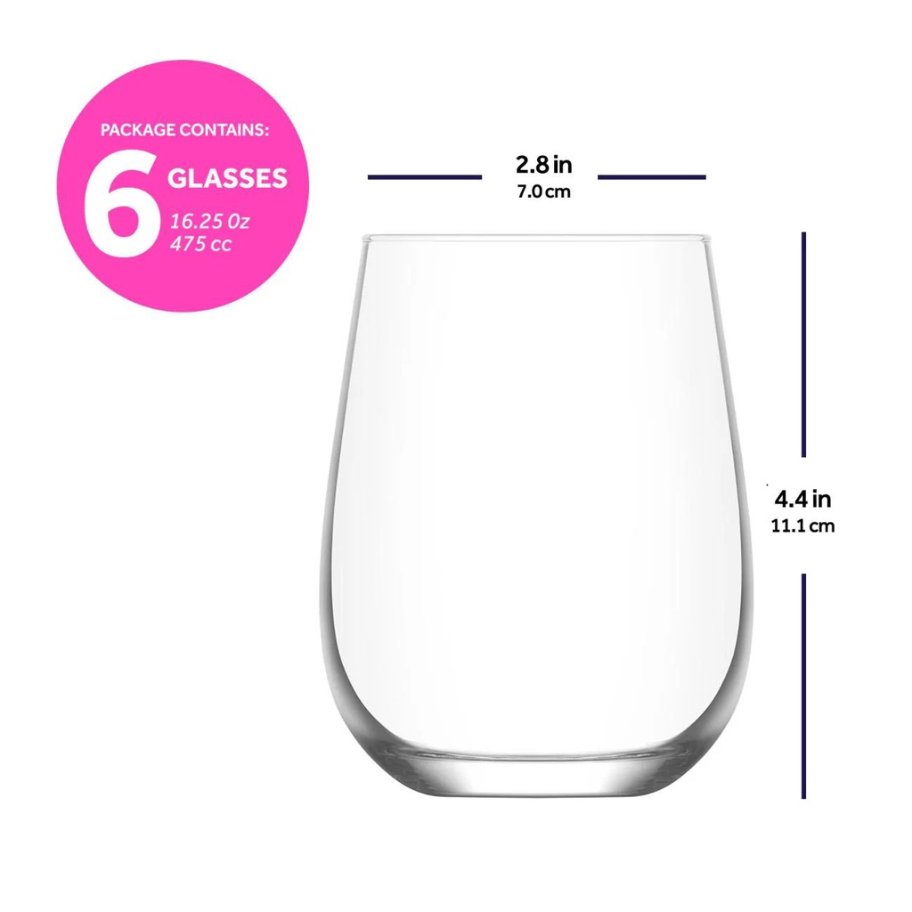 Vaso vino 475ml set de 6