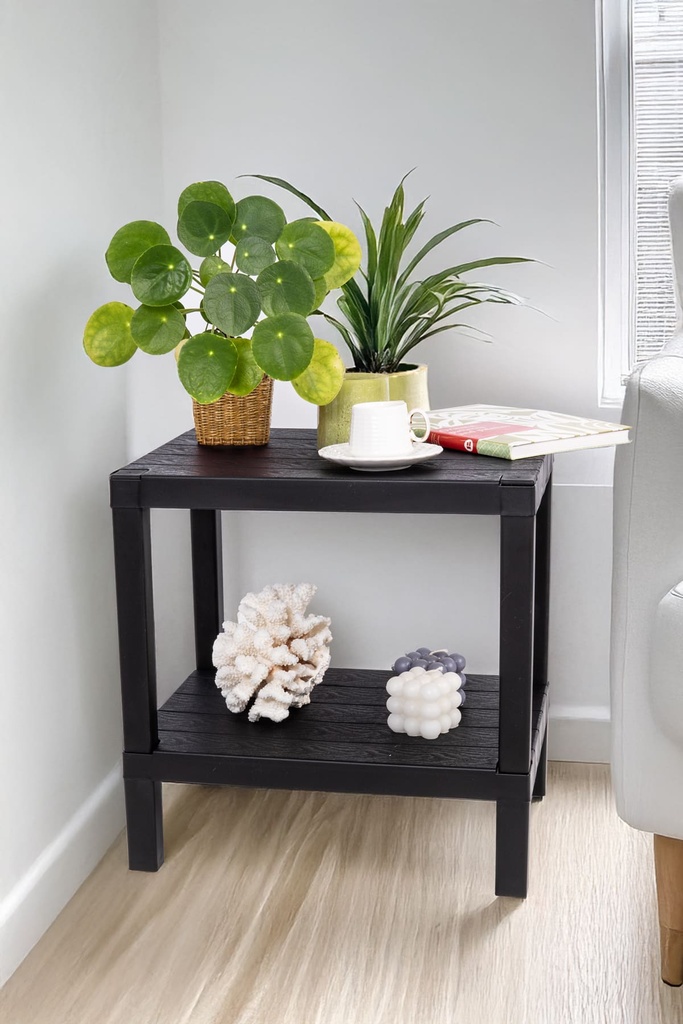 Estante plástico negro 2 niveles 39x23x39cm