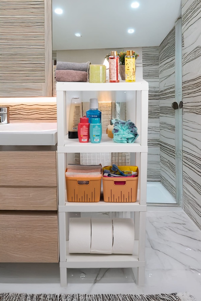 Estante plástico blanco 4 niveles 39x23x92,3cm