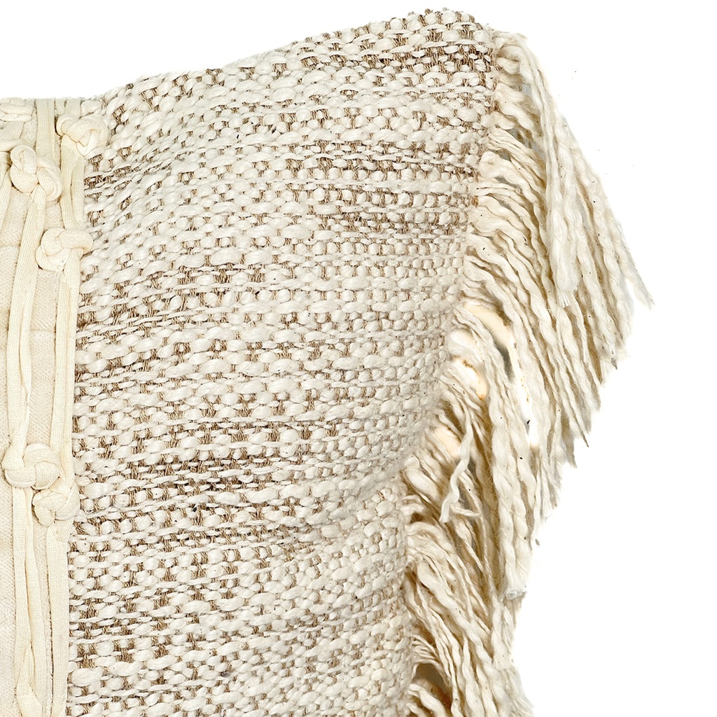 Cojín boho beige flecos 45x45cm