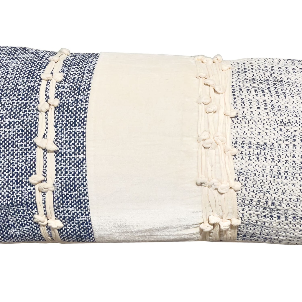 Cojín boho azul flecos 30x70cm