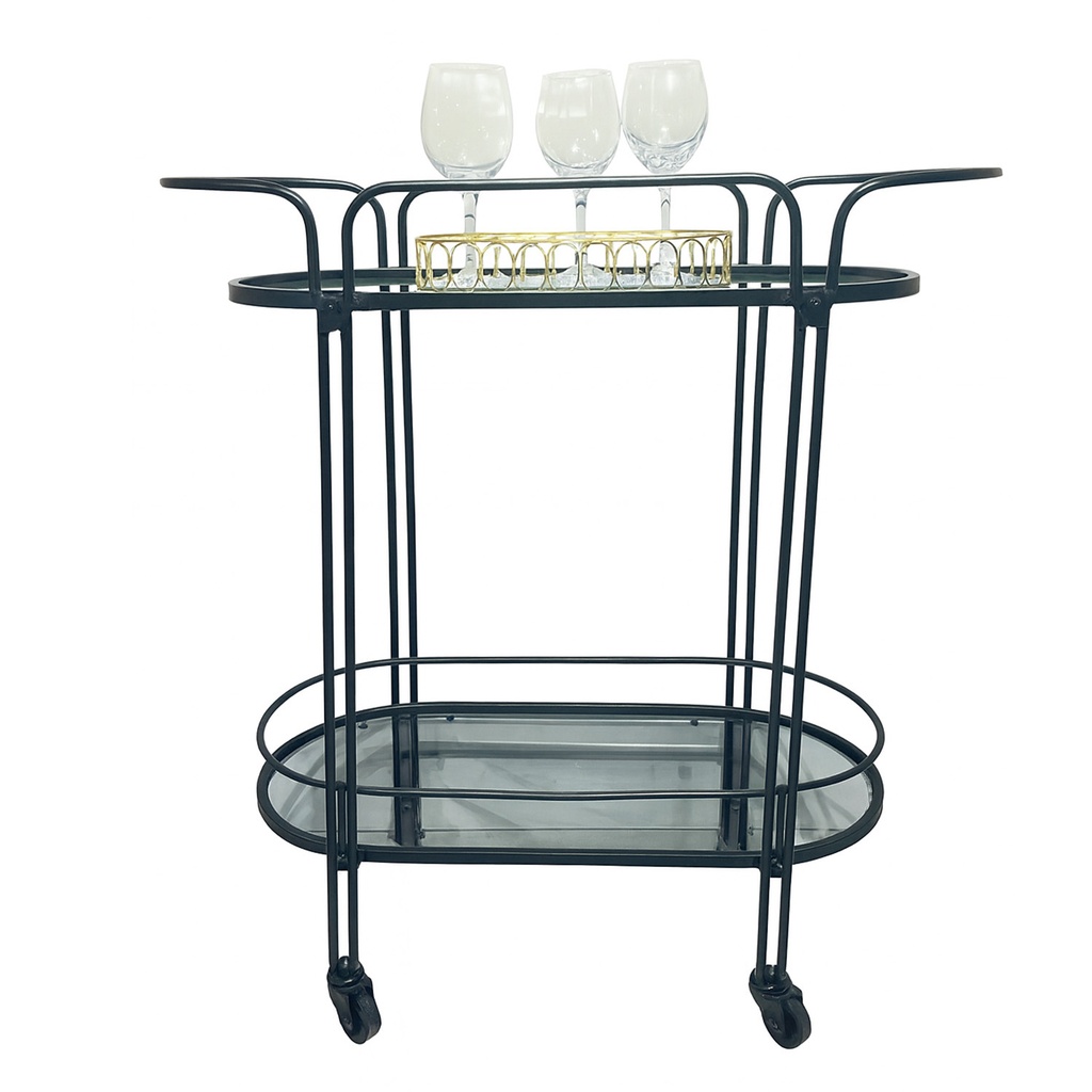 Carro bar 2 niveles 74cm negro 