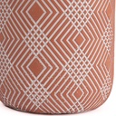 Macetero de Cemento Rojo Lineas Blancas 12cm