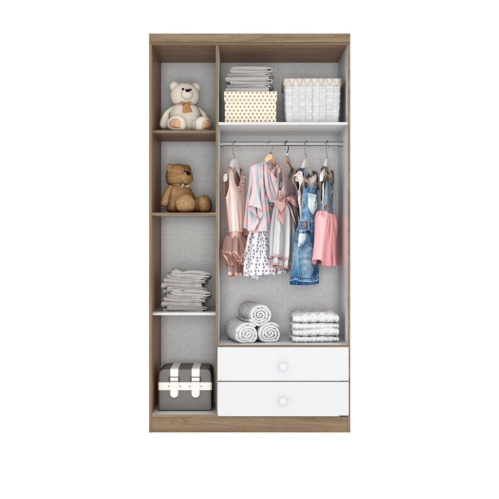 Ropero 3 Puertas  Bala de Menta  Rustico/Blanco