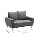 Sofá 2 cuerpos Maya gris
