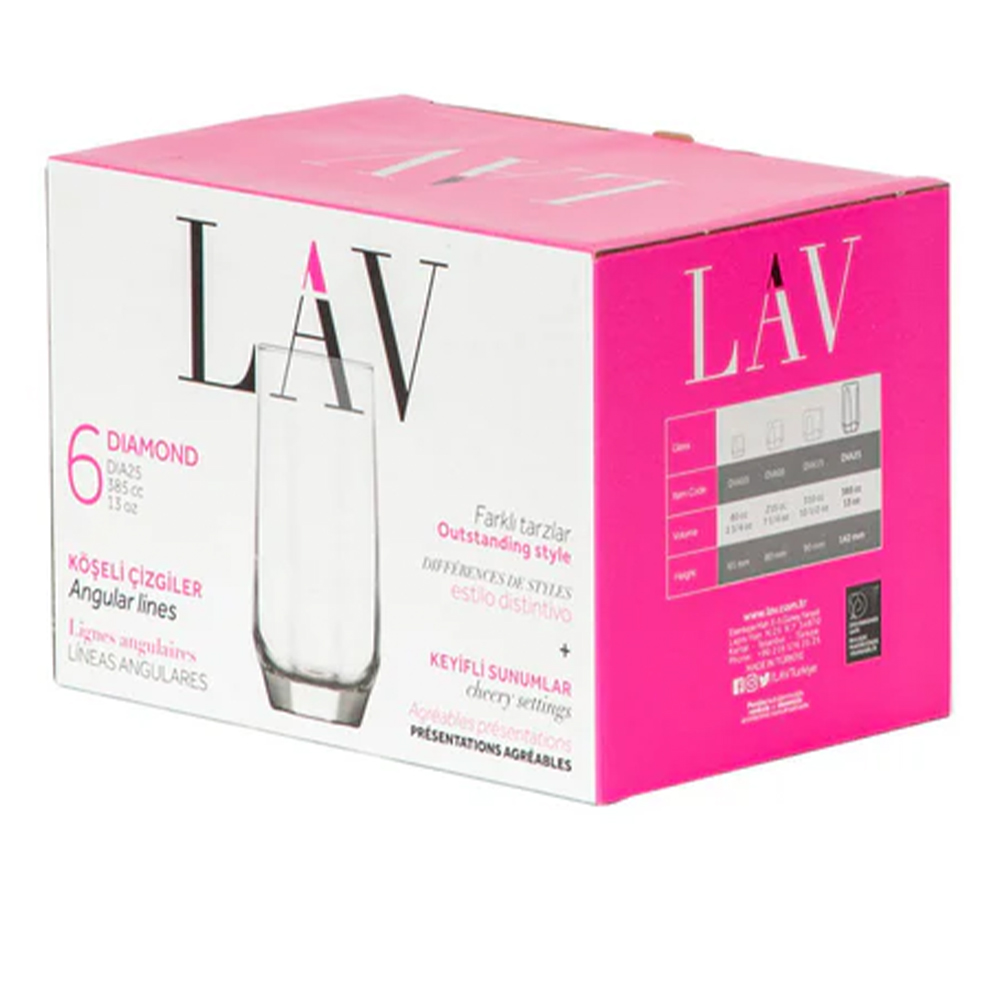 Vaso largo 390ml set de 6