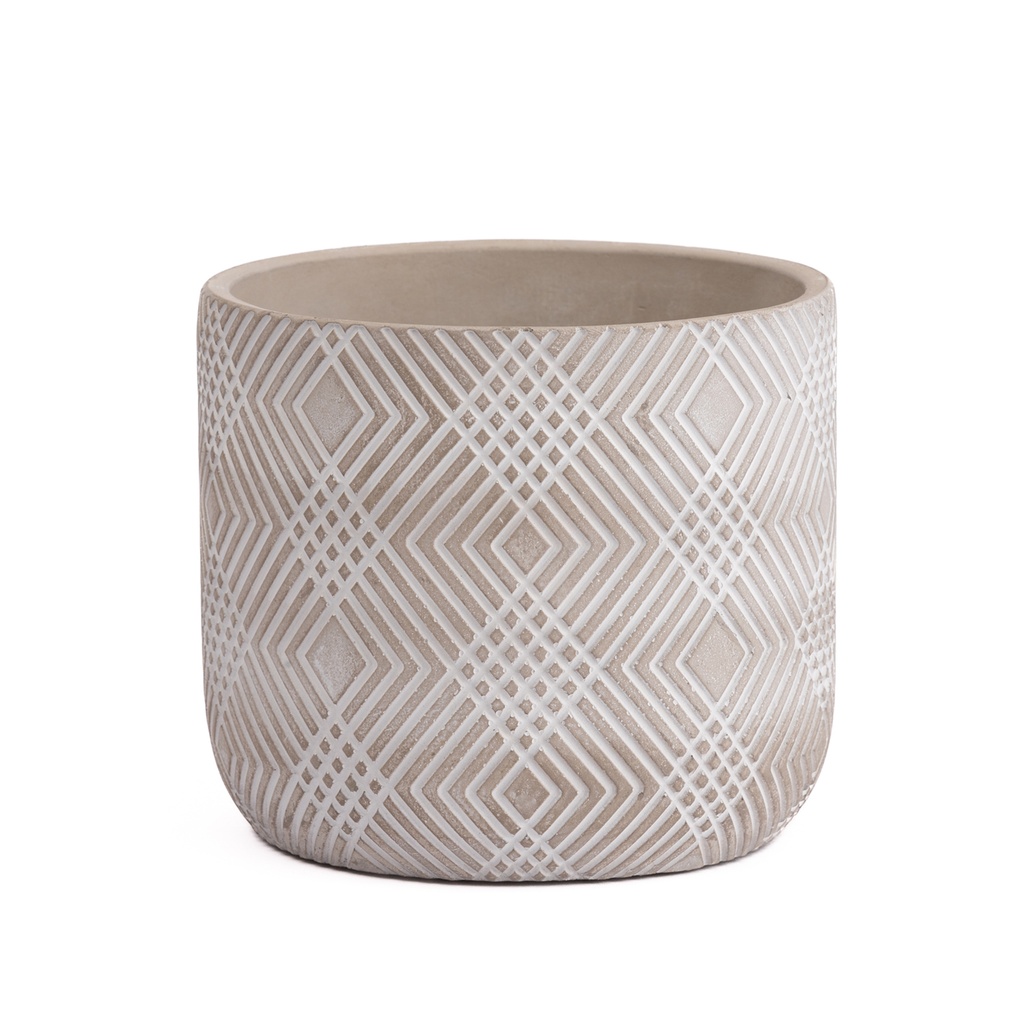 Macetero cerámica 15cm lineas blancas