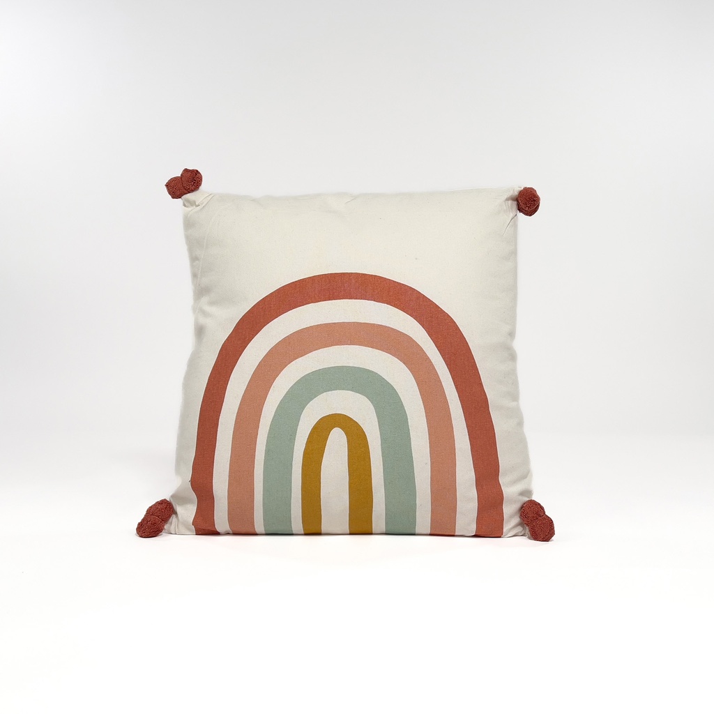 Cojín 45x45cm pompones arcoiris