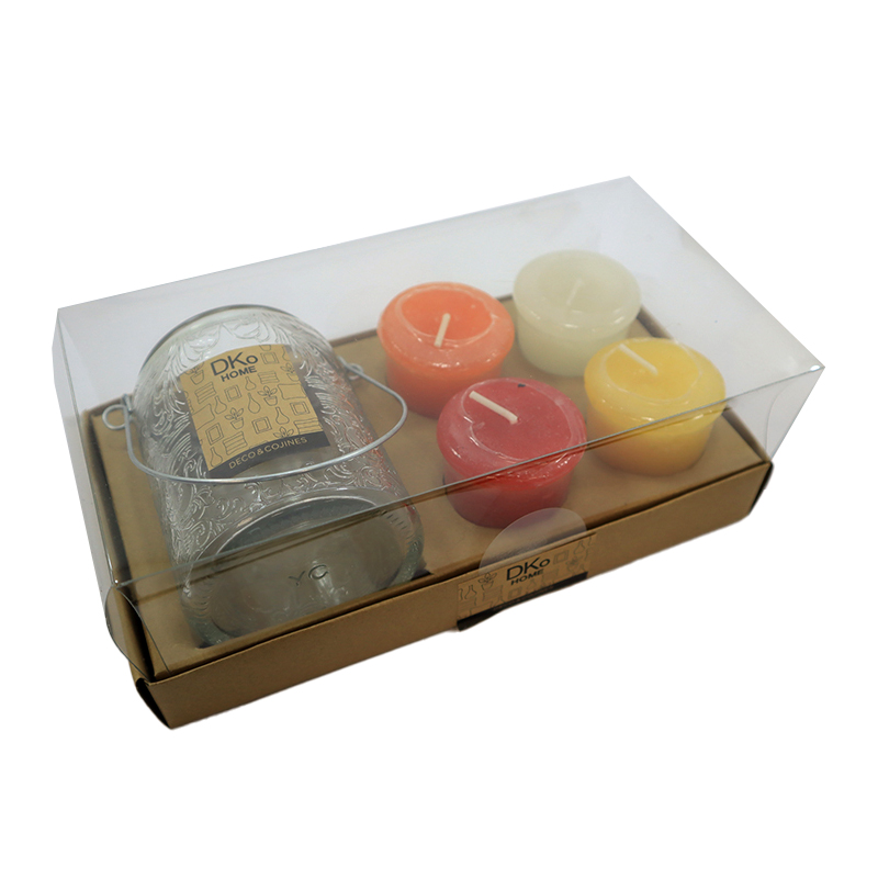 Vela candelabro vidrio 8cm set 4