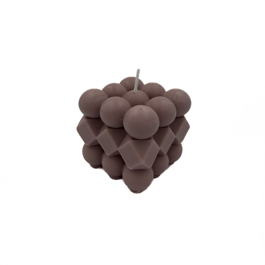 Vela cubo rubik 6cm café