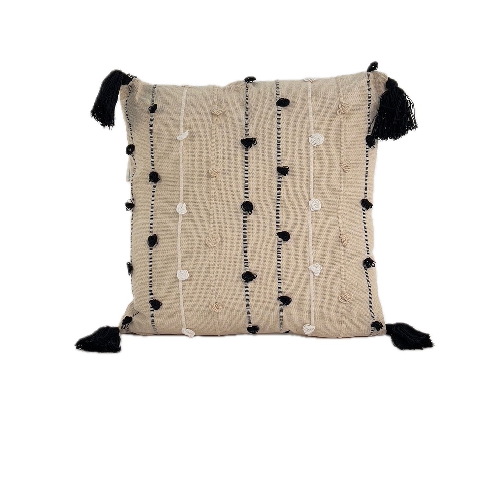 Cojín 45x45cm líneas negras crudo