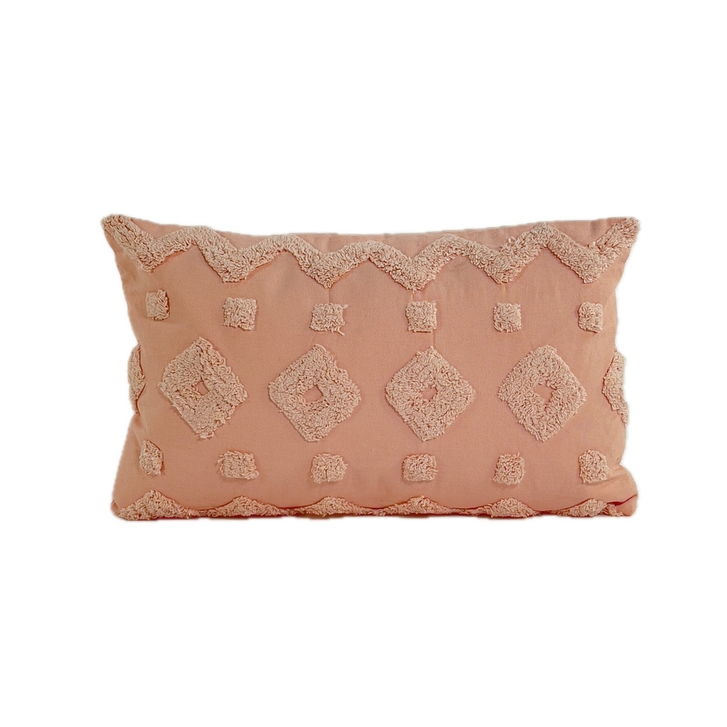 Cojín 30x50cm algodón textura rosa