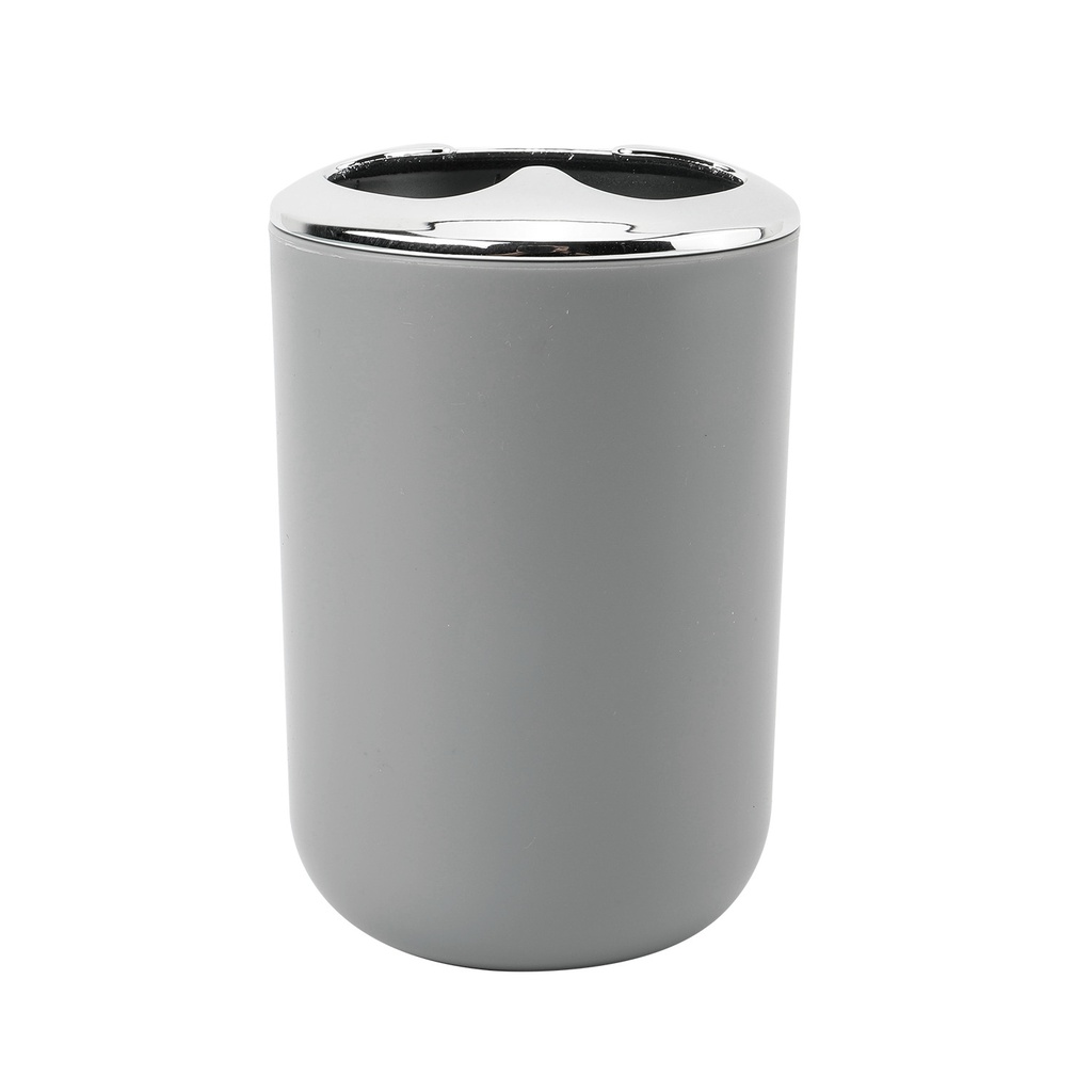 Porta cepillo dientes plástico plateado gris