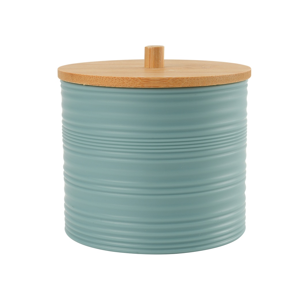 Porta cotonitos plástico estriado celeste bambú