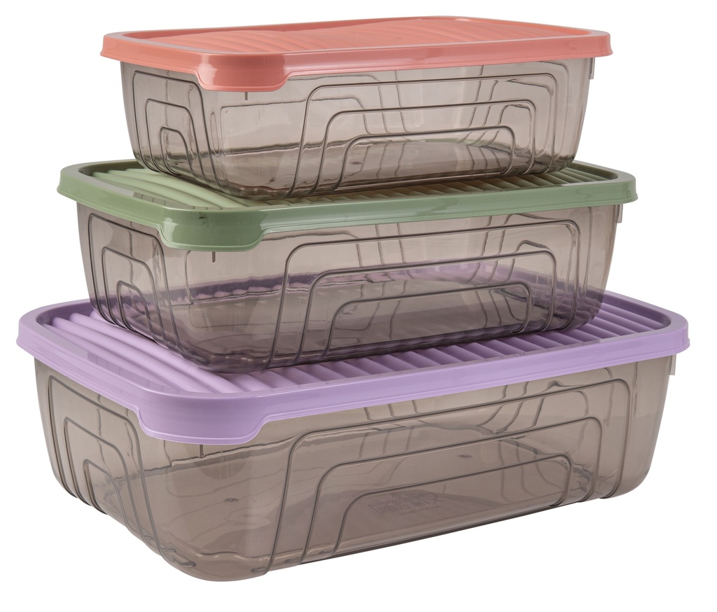 Set 3 Contenedores plásticos multicolor M-L-XL