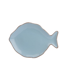 [230003492] Plato cerámica pescado celeste 21.5cm