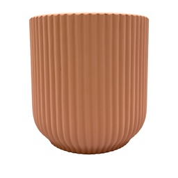 [230033104] Macetero cerámica 14cm ranurado rosa pálido