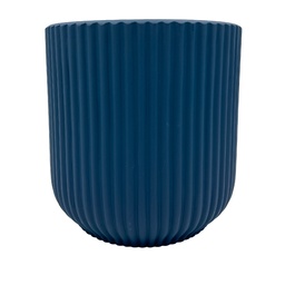 [230033107] Macetero cerámica 14cm ranurado petróleo