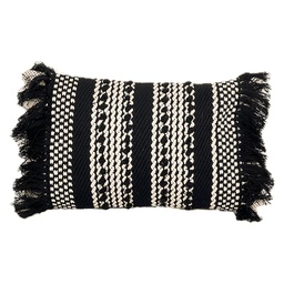 [230034235] Cojín 30x50cm boho flecos grafito