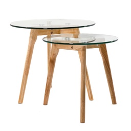 [230035317] Mesas de centro bambú set de 2