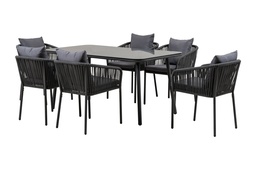 [230041065] Juego comedor terraza 6 sillas Sylva gris oscuro